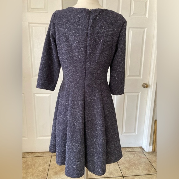 Eliza J Embellished Sparkle Knit Fit & Flare Dress, Steel Grey - Picture 7 of 11